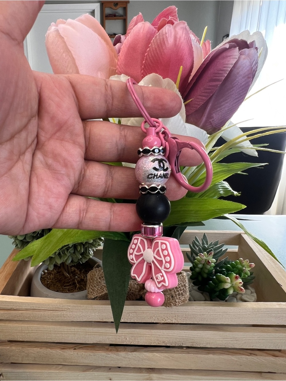 Pink Bow Keychain/Bag charm